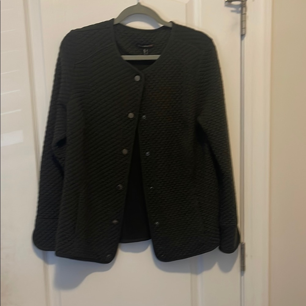 Isaac Mizrahi Dark Green Quilted Top